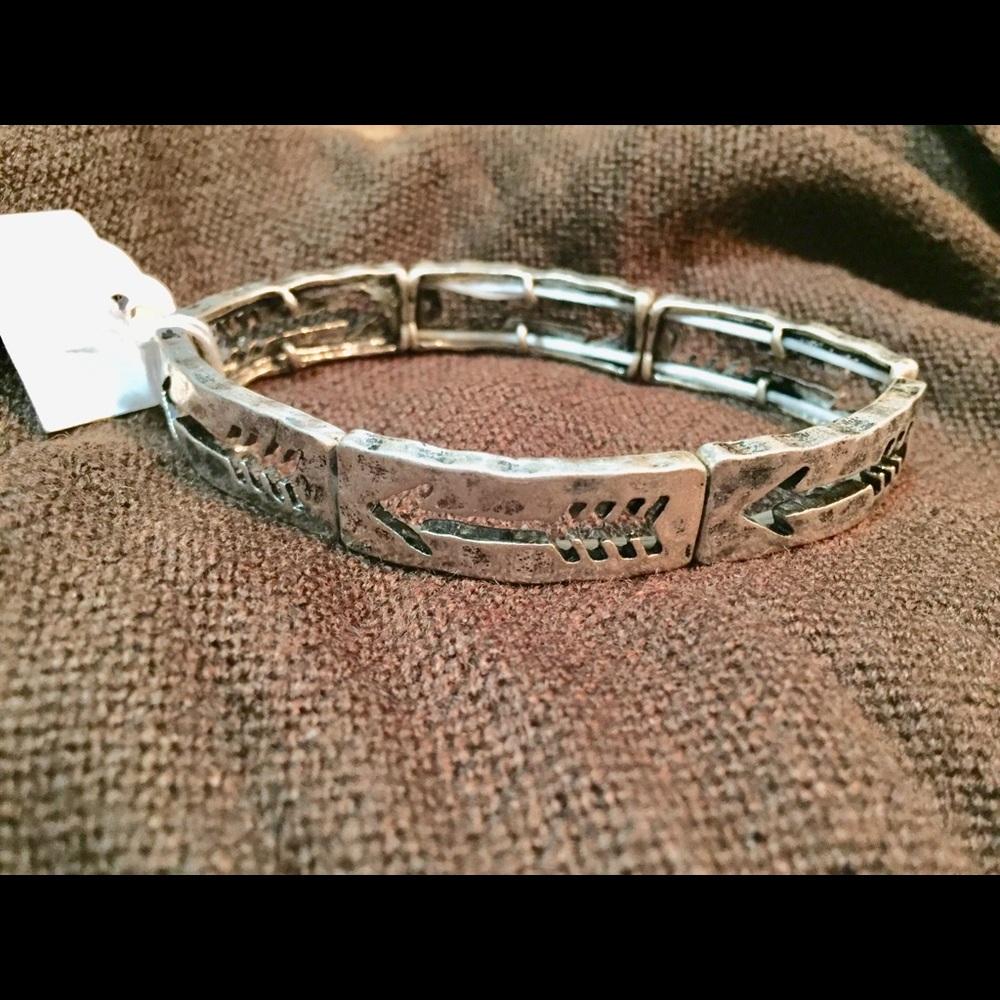 Silver Arrow Pewter-Like Bracelet
